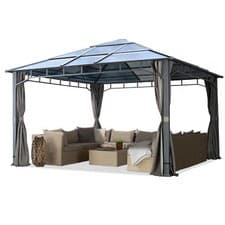 Image of 4x4 m Garden Gazebo big pavilion, aluminium frame polycarbonat roof 4 sidewalls
