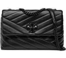 Image of Tory Burch Hb Kira Chevron Powder Coated Convertible Shoulder Bag Black Original