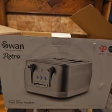 Image of Swan Retro Revive Stainless Steel 4 Slice Toaster Silver ST19029SS