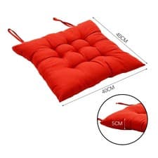 Image of Dining Chair Seat Pads 100% Cotton Square Thick Booster Cushion Plain with Strap