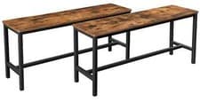 Image of Industrial Dining Bench Set 2 Vintage Chair Rustic Metal Furniture Kitchen Seat