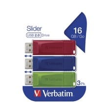 Image of Verbatim Slider - USB Drive - 3x16 GB - Blue/Red/Green
