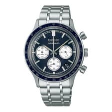 Image of Seiko Mens Chronograph Watch with Blue Dial and Silver Bracelet SSB477P1