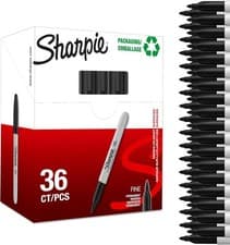 Image of Genuine Sharpie Black Permanent Marker Pens – Fine Bullet Tip Pack of 36 Bulk