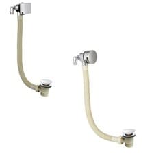 Image of Bathroom Freeflow Bath Filler with Sprung Pop Up Waste & Overflow Round, Square