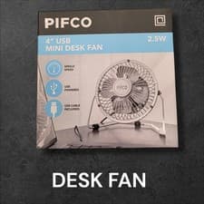 Image of Black Mini USB Desk Fan 4 by Pifco Portable Cooling Fan Office Bedroom Travel