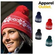Image of Winter Beanie Hat Warm Pull On Soft Knitted Retro Fair Isle Pattern