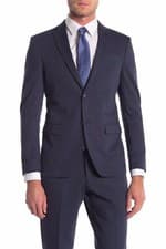 Image of John Varvatos Star USA Bedford Two Button Suit Jacket - Blue Sharkskin - 46 R