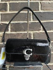 Image of NWT $425 COACH Studio Baguette Sequin Shoulder Crossbody Bag Black