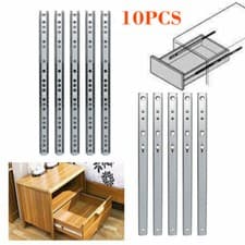 Image of 5 Pairs 17mm Metal Ball Bearing Drawer Runners Slides 25cm Draw Depth