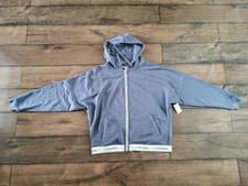 Image of Calvin Klein Full Zip Oversized Hoodie Pewter Grey Women's Size Medium BRAND NEW