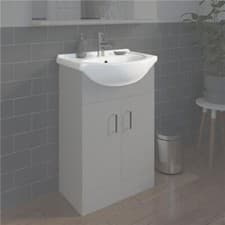 Image of White Gloss Semi-Recessed Basin - 550mm Single Tap Hole Bathroom (BASIN ONLY)