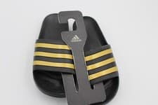 Image of Adidas Shower Slides Adilette Aqua Black Gold Unisex Men’s 8 Women’s Size 9