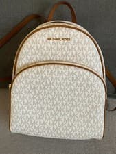 Image of Genuine Michael Kors Ladies Medium Backpack Vanilla Abbey Jet Set MK Print BNWT