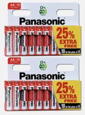 Image of 20x AA Genuine Panasonic Zinc Carbon Batteries - New R6 1.5V Longest Expiry