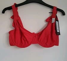 Image of Boux Avenue Nieves Tie Bikini Top 32E Strawberry Red Unpadded BNWT