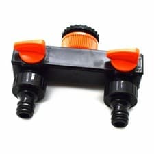 Image of 2 Way Garden Hose Splitter Water Connector Distributor Adaptor T-Shaped for Tap