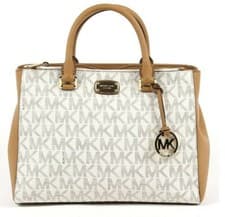 Image of New Genuine Michael Kors Kellen MD Satchel in Vanilla/Logo. Original rrp £340.