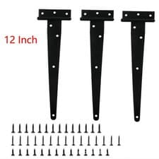 Image of Iron T-Shape Hinges 3 Pcs 8-12 Inch Heavy Duty with Screws for Gate Window Sheds