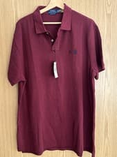 Image of Ralph Lauren Men's Burgundy Polo Shirt Custom Slim Fit Size XXL P2P 25” RRP £129