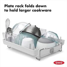 Image of OXO Dish Drainer Dishrack Foldaway Rack Plastic Folding Good Grips Kitchen Home