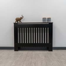 Image of RADIATOR COVER Wall Cabinet MDF Wood Black Vertical Line Grill Shelf Cabinet