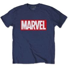 Image of Marvel Comics T Shirt Classic Box Logo new Official Mens Navy Blue