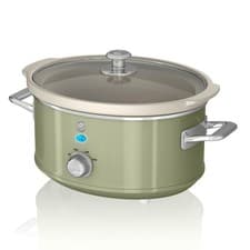 Image of Swan SF17021GN Retro Slow Cooker with 3 Temperature Settings, Keep Warm