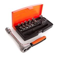 Image of BAHCO SL25 25 Piece 1/4" Hex Sockets + Mini 1/4" Ratchet & Screwdriver Bit Set