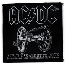 Image of AC/DC - For Those About To Rock sew on patch (black & white)