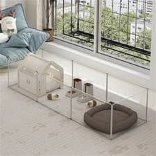 Image of Indoor Rabbit Hutch Guinea Pig Cage Bunny Run Extendable Fenced Area Pet Playpen