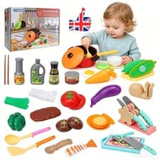 Image of Kids Cooking Kitchen Toy Set Toddler Children Pretend Kitchen Role Play Food Set
