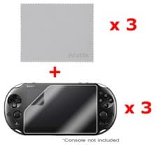 Image of 3 x OFFICIAL Sony Playstation PS VITA Clear Screen Protector & Cleaning Cloth UK