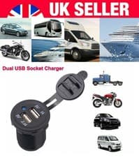 Image of Double Two USB Socket Charger Charging For Camper Van RV Motorhome Caravan+Screw