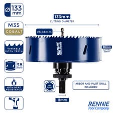 Image of Cobalt Bi-Metal Hole Saw Set HSS Cutter Bit With Arbor + Pilot Drill Holesaw