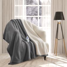 Image of Heated Electric Throw Blanket Fleece Sherpa Reverse 9 Heat Settings Auto Cut Off