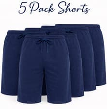 Image of 5 Pack Mens Fleece Shorts Sweat Summer Jogger Plain Jersey Jogging Pocket New