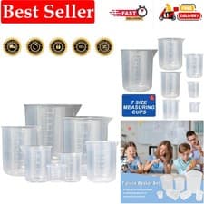 Image of Armo 7 Pack Plastic Measuring Jugs Heat Resistant Measuring Jugs Beakers Cook...
