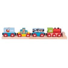 Image of Bigjigs Rail Goods Train with Carriages & Detachable Loads, Wooden Train Set