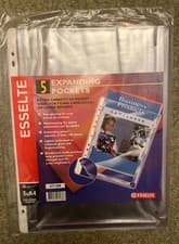 Image of Esselte Pack of 5 expanding A4 hole punched pockets