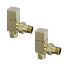 Image of Straight Angled Corner Manual Square Head Valves 15mm for Towel Rail Radiator UK