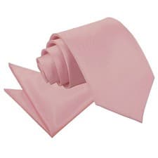 Image of Satin Tie & Handkerchief Set – Plain Wedding Formal, 30+ Colours & Styles – DQT