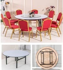 Image of 1.8M/6FT Heavy Duty Folding Round Table Restaurant Wedding Event Dining Table UK