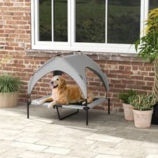 Image of Cooling Elevated Dog Bed Outdoor w/ Canopy, Large Dogs - Dark Blue