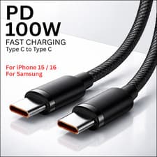 Image of Type C to Type C Cable PD 100W Fast Charger Long Braided Alloy USB-C Lead