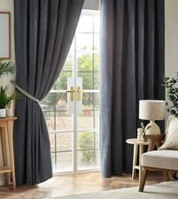 Image of Chenille Blackout Self Lined Woven Pencil Pleat Curtains Pair, 10 colours