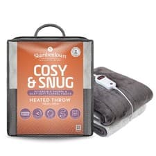 Image of Heated Throw Blanket in Grey Soft Sherpa Fleece - Cosy & Snug by Slumberdown
