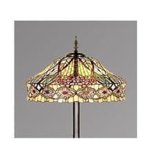Image of Tiffany Style Floor Lamp Stained Glass Handcrafted Standing Light Vintage