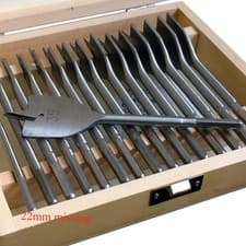 Image of 16PC PRECISION GROUND WOOD DRILLING FLAT HEAD BITS 6mm-38mm HEX DRILL BIT SET