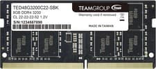 Image of Team Elite 8GB, DDR4, 3200MHz (PC4-25600), CL22, 260-pin SODIMM Memory